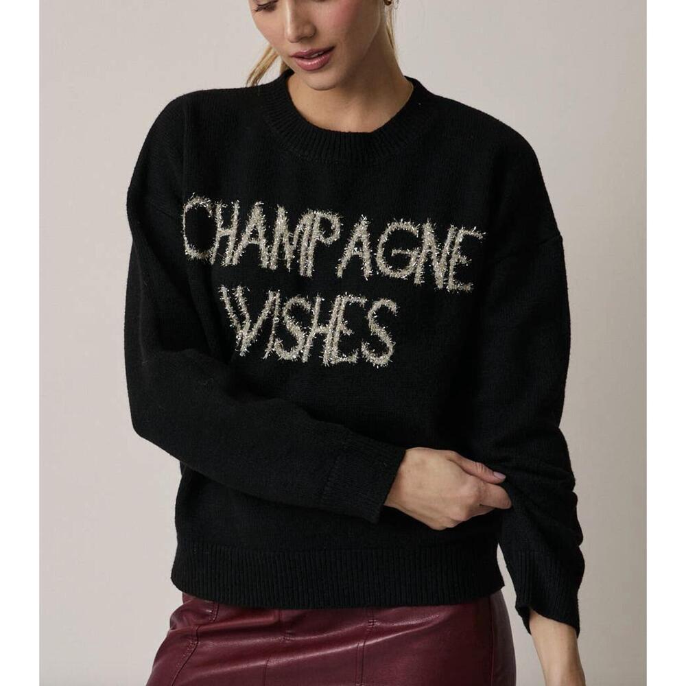 NEW SUNDAY EDITION champagne wishes sweater in black